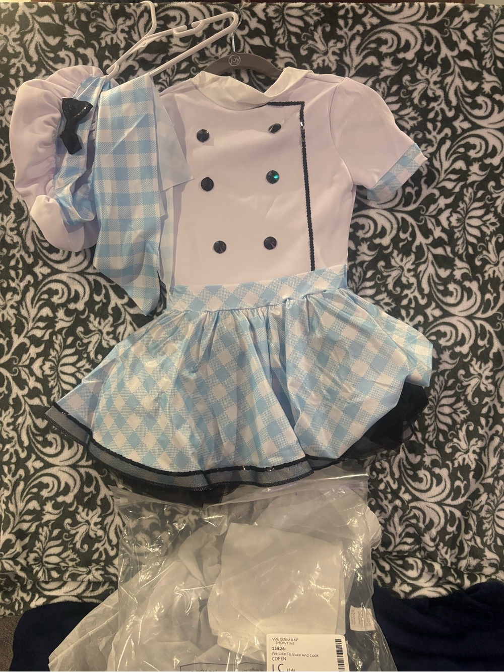 Weissman Light Blue and White Gingham Chef Dress Costume